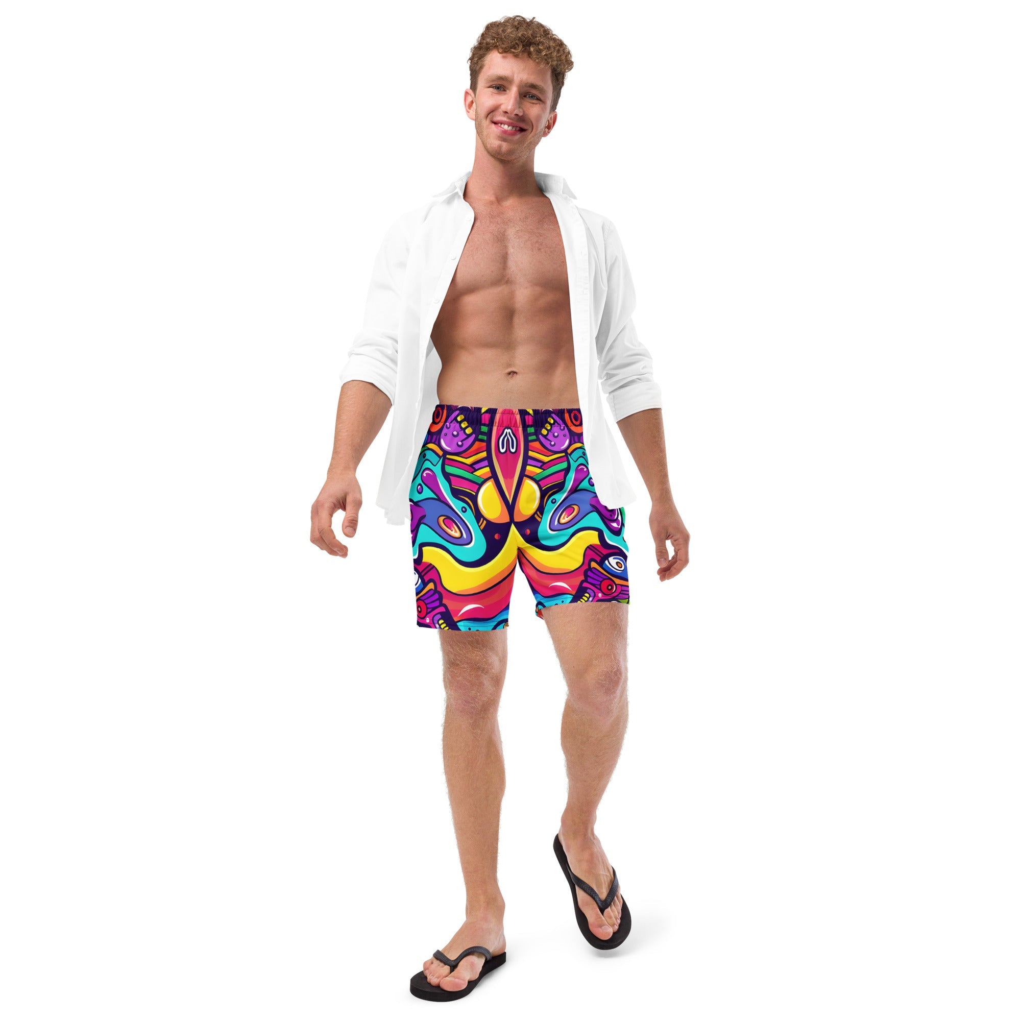 Alien Vision Swim Trunks For EDM Rave Festival Outfit Clothing